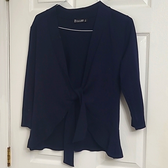 Seventh Avenue NY&C Tie Front Cardigan Sweater Navy M - Picture 1 of 5